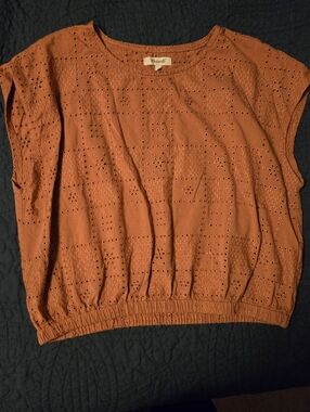 Madewell Rust Orange Eyelet Top